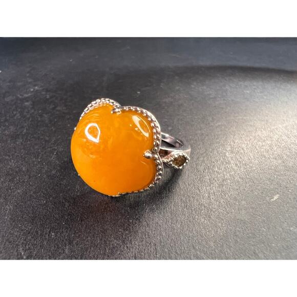 NEW Yellow Jade cherry blossom ring in sterling silver size 9 - Picture 5 of 10